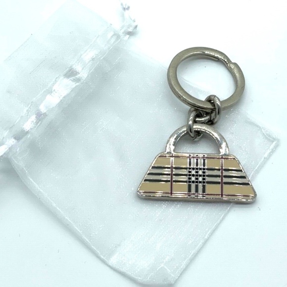 Vintage Burberry Enamel Nova Check Purse Keyring/Fob/Purse Charm - Picture 1 of 4